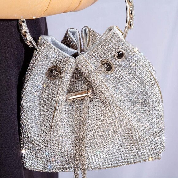 Women Luxury Crystal Evening Clutch Bag for Prom Wedding Party Crossbody - Picture 2 of 6